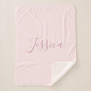 Couverture Sherpa Votre texte Élégant Script & Soft Blush Rose