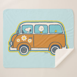 Couverture Sherpa Voyage sur route Peanuts Road Trip Van