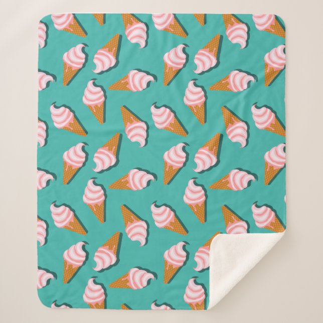 Couverture Sherpa Waffle cones ice cream and frozen yogurt pattern (Devant)