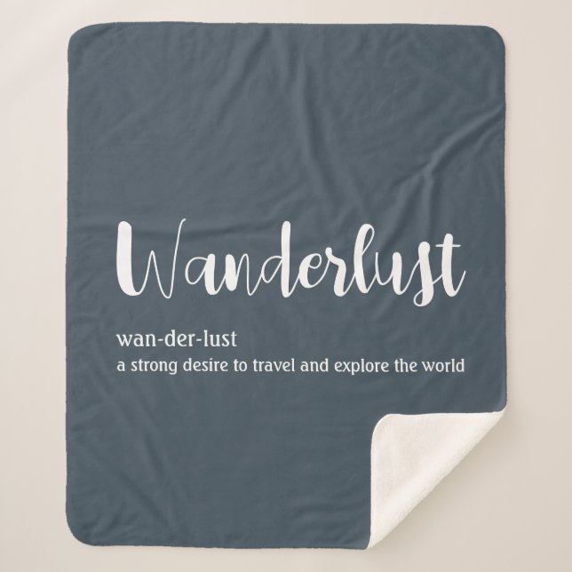 Couverture Sherpa Wanderlust définition blanc gris bleu couleur (Devant)