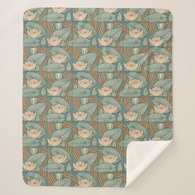 Couverture Sherpa Water Lys Lily Art Nouveau Nature (Devant)