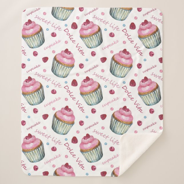 Couverture Sherpa Watercolor cupcakes (Devant)