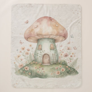 Couverture Sherpa Watercolor Mushroom Blanket for Kids, Cute Woodlan