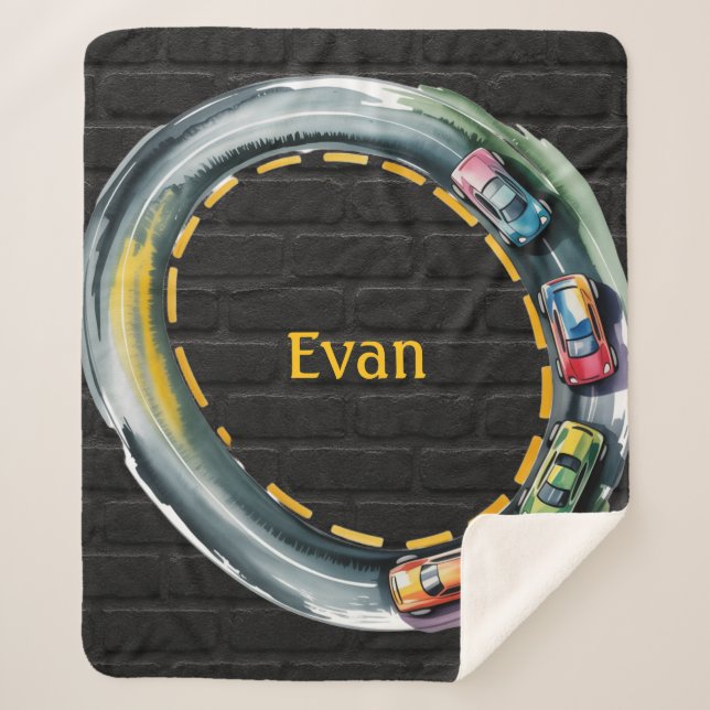 Couverture Sherpa Watercolor Race Track Boys Birthday Party Gift (Devant)