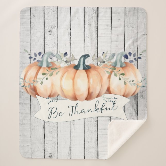 Couverture Sherpa Watercolor Rustic Pumpkins (Devant)