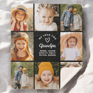 Couverture Sherpa We Love You Grand-Père manuscrit 8 Instagram Photo