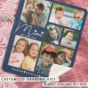 Couverture Sherpa We Love You Mimi Grandkids Names 6 Photo Collage