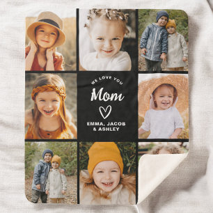 Couverture Sherpa We Love You Mom Family Modern Photo Collage