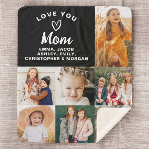 Couverture Sherpa We Love You Mom Family Modern Photo Collage