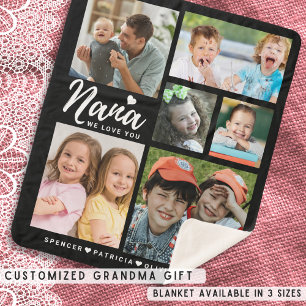 Couverture Sherpa We Love You Nana Grandkids Names 6 Photo Collage