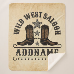 Couverture Sherpa Western Cowboy Boots AJOUTER LE NOM Sheriff Spurs