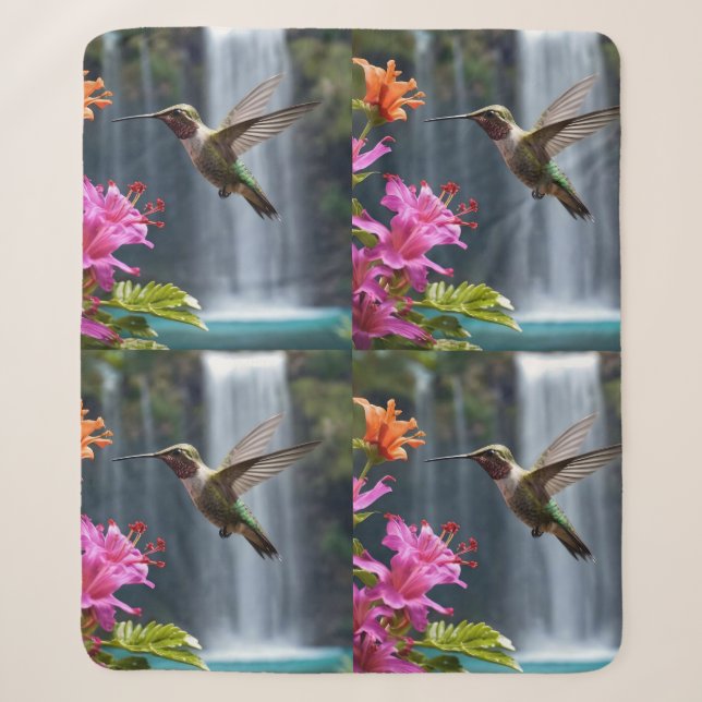 Couverture Sherpa "Whispers of Nature : Hummingbird, Cascade (Devant)
