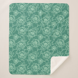 Couverture Sherpa Whispers of Rose, Elegant Line Art Floral