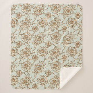 Couverture Sherpa Whispers of Rose, Elegant Line Art Floral