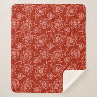 Couverture Sherpa Whispers of Rose, Elegant Line Art Floral