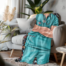 White Homme Nurse Life Sherpa Blanket