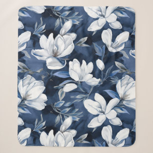 Couverture Sherpa White Magnolia Motif sur l'arrière - plan de minui