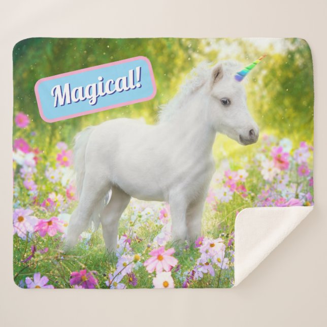 Couverture Sherpa White Pony Unicorn (Devant (Horizontal))