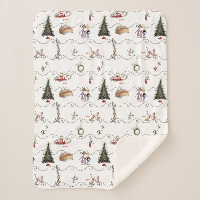 Couverture Sherpa Whoville Christmas Garland Celebration (Devant)