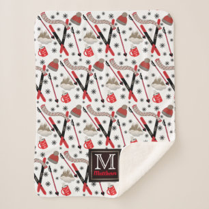 Couverture Sherpa WI-Internter Mountain Ski Trip Thème Motif Monogr