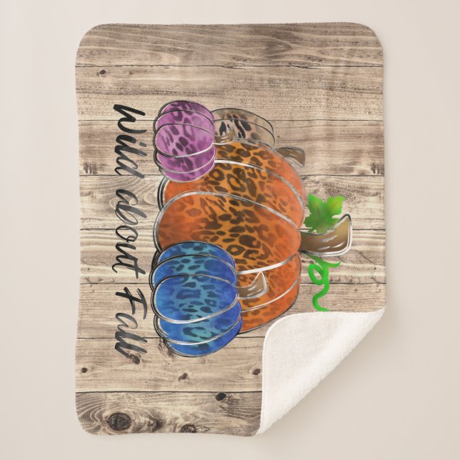 Couverture Sherpa Wild About Fall Empreintes de léopard Citrouilles (Devant)