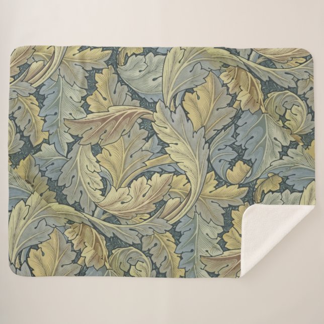 Couverture Sherpa William Morris Acanthus Feuille Floral Art Nouveau (Devant (Horizontal))