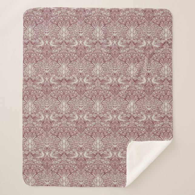 Couverture Sherpa William Morris' Dove and Rose - Bourgogne et Ecru (Devant)