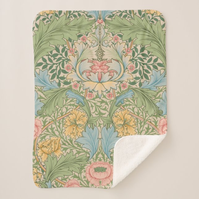 Couverture Sherpa William Morris Fleur de Myrte Floral Botanique (Devant)