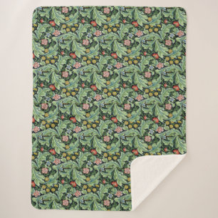 Couverture Sherpa William Morris Fleurs florales Carnation vert rose