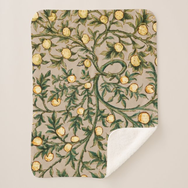 Couverture Sherpa William Morris Floral Fruit Jardin Fleur Classique (Devant)