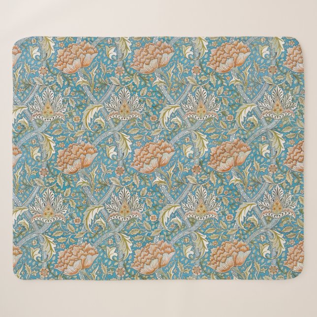Couverture Sherpa William Morris motif floral Windrush bleu (Devant (Horizontal))