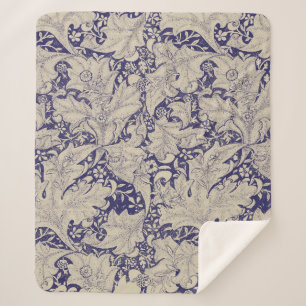 Couverture Sherpa William Morris Motif Giroflée Bleu Antique