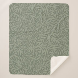 Couverture Sherpa William Morris Motif Saule Antique Vert Sauge
