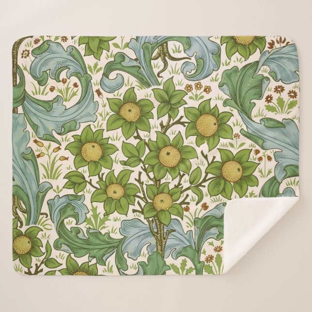 Couverture Sherpa William Morris' Orchard Pattern Art Nouveau (Devant (Horizontal))