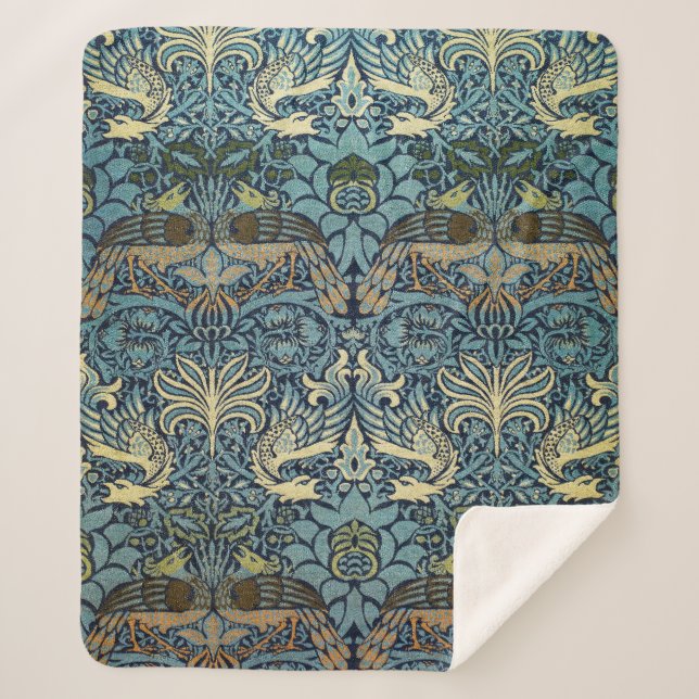 Couverture Sherpa William Morris Peacock and Dragon Woven Design (Devant)
