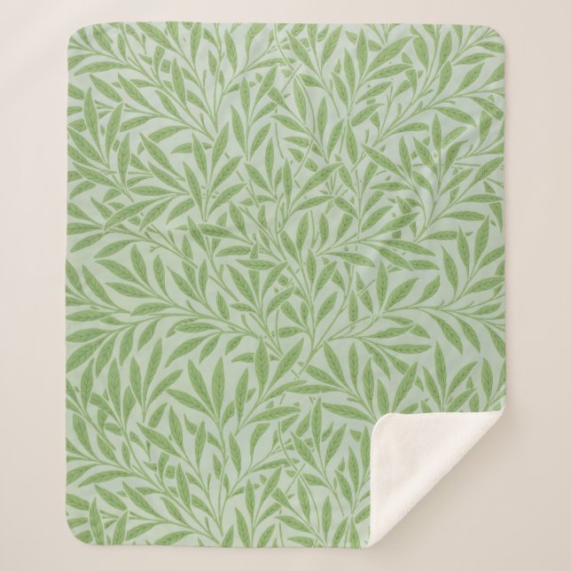 Couverture Sherpa William Morris Saule Fleur Classique Vert (Devant)