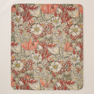 Couverture Sherpa William Morris Spring Compton Fleur Vintage Rouge