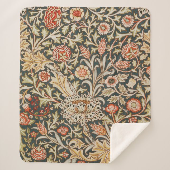 Couverture Sherpa William Morris Trent Garden Flower Classic Botanic (Devant)