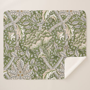 Couverture Sherpa william morris windrush fleurs florales classique