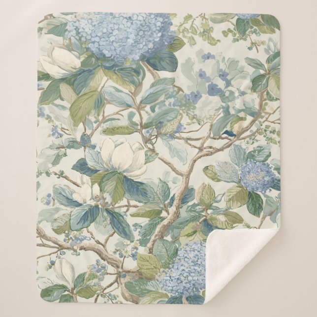 Couverture Sherpa Willow Little Magnolia Wallpaper Floral Coastal  (Devant)