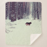 Couverture Sherpa Winter snowy pine forest, dog walking in the fores<br><div class="desc">Winter snowy pine forest,  dog walking in the forest</div>