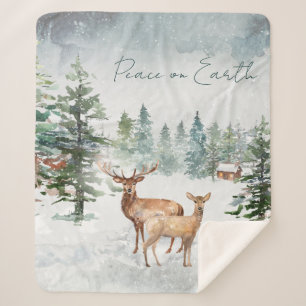 Couverture Sherpa Winter Wonderland Forest Peace On Earth Noël