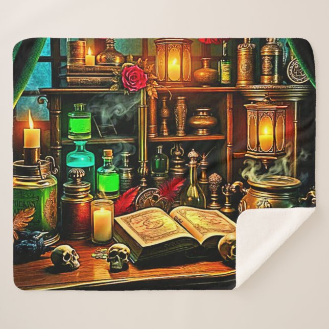 Couverture Sherpa Witch's Altar Mystical Night Brew Design (Devant (Horizontal))