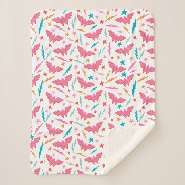 Couverture Sherpa Wonder Woman Logo Rose et Motif Éclair (Devant)