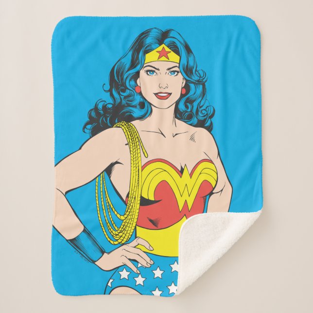 Couverture Sherpa Wonder Woman | Pose Vintage avec Lasso (Devant)