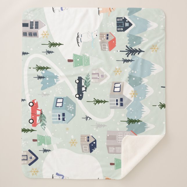 Couverture Sherpa Wonderland d'hiver : Ours polaire Noël (Devant)