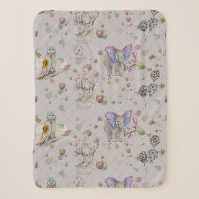 Couverture Sherpa Woodland thème bébé (Devant)