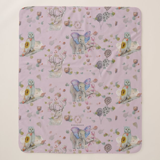 Couverture Sherpa Woodland thème bébé (Devant)