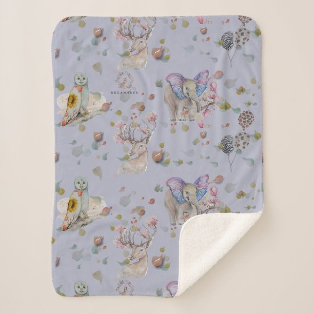 Couverture Sherpa Woodland thème bébé (Devant)