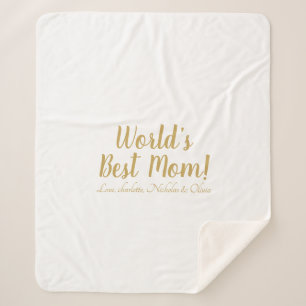 Couverture Sherpa World’s Best Mom gold custom script mignon